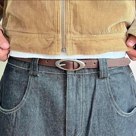 vintage brown american western simple designer oval belt - Picture 4 of 7